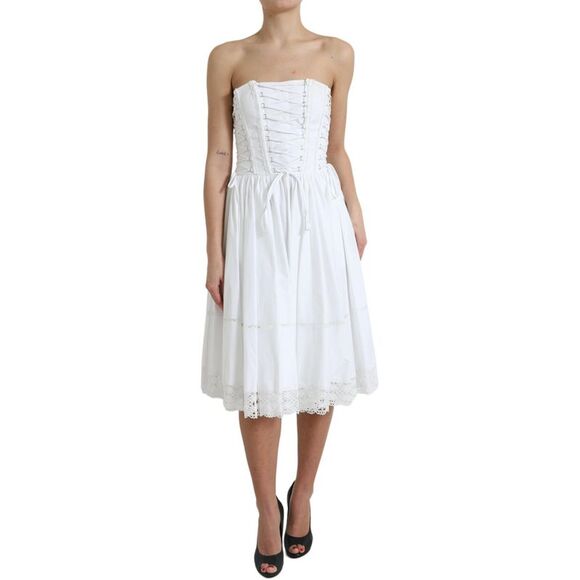 Dolce & Gabbana Other - Dolce & Gabbana Cotton Gabardine Corset Dress with Lace-Up Closure